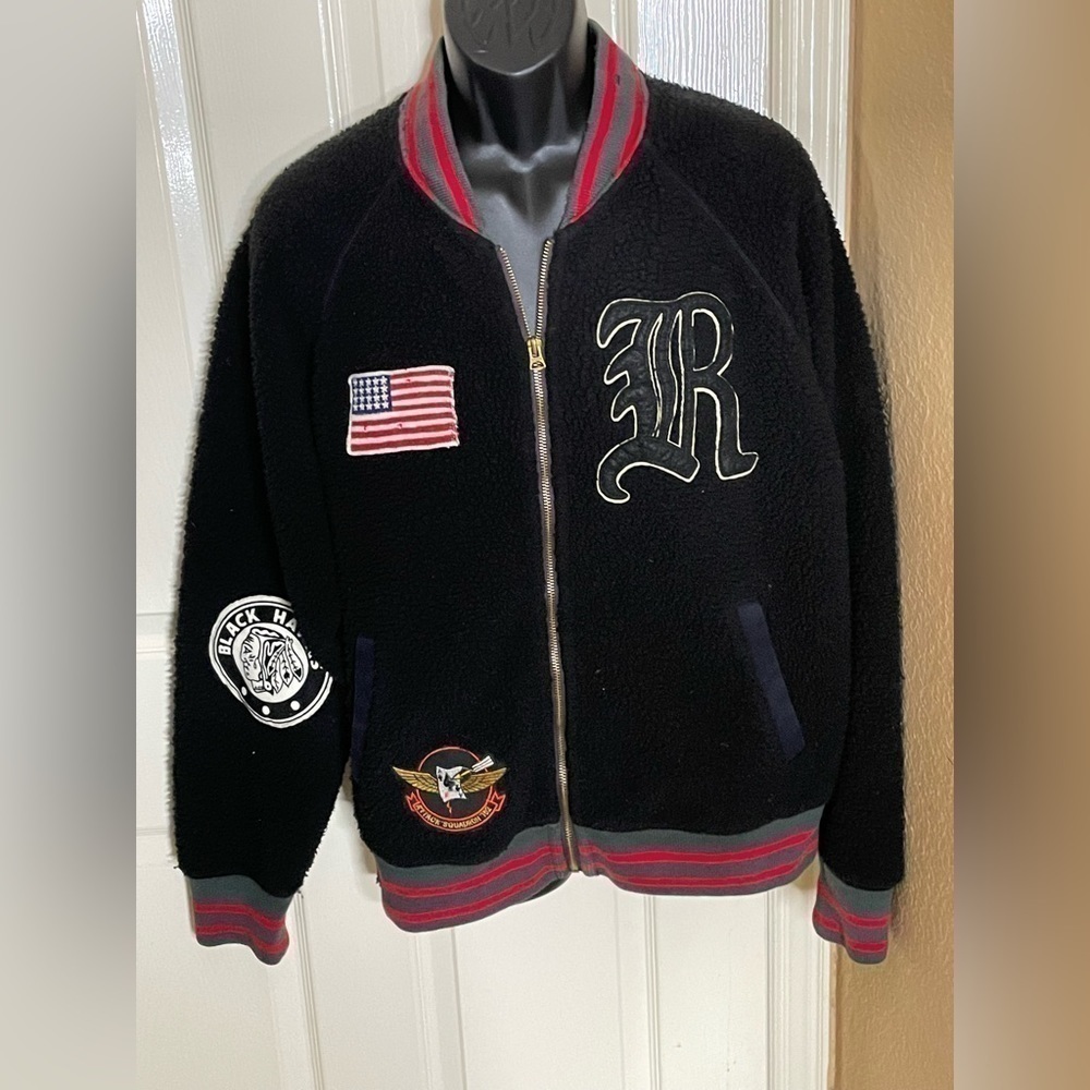 Ralph Lauren Rugby XL Black Fleece R Patch + Bonus Patches Wing Jacket